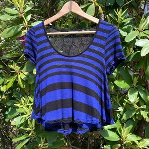 GUESS |Vintage Lace Striped Crop Top